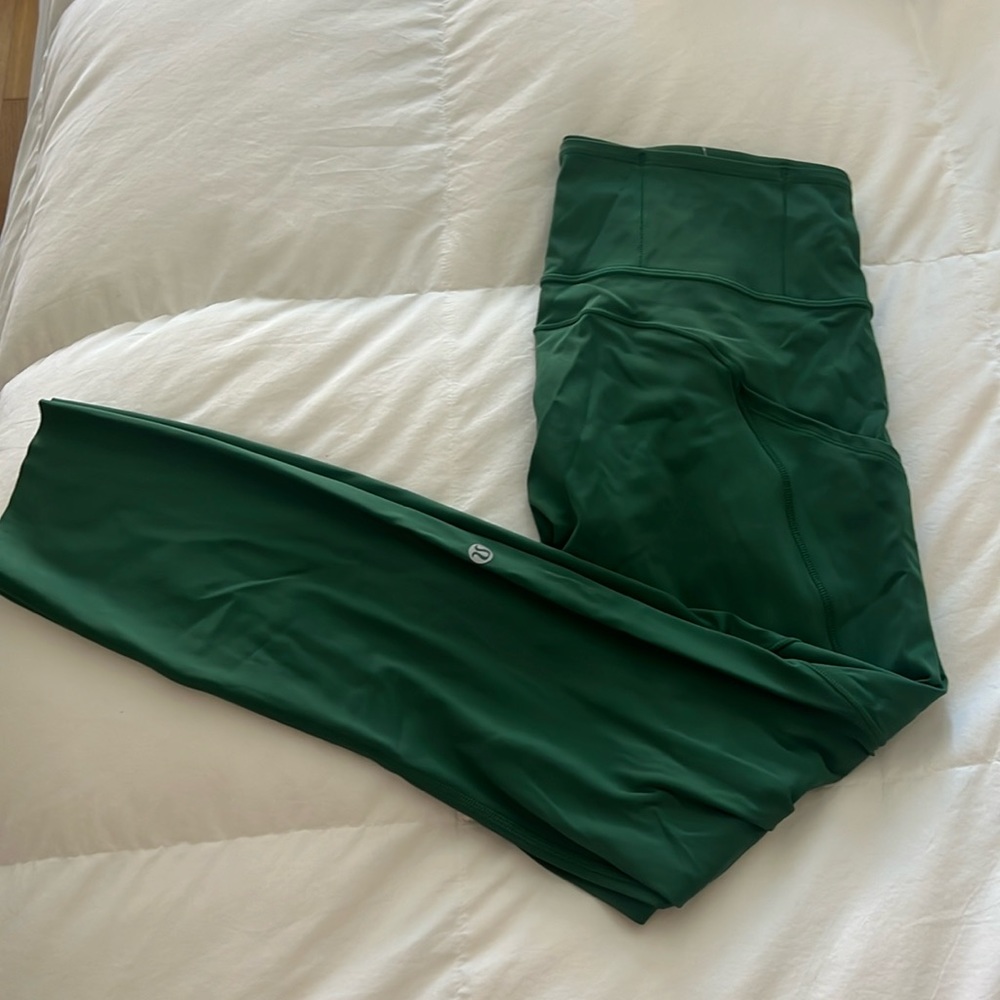 Lululemon green fast and free leggings (size 10)